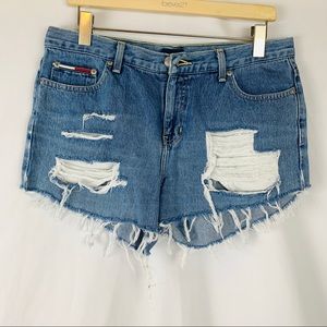 Vtg Tommy Hilfiger Distressed High Waist Shorts